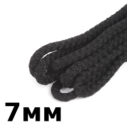 Шнур с сердечником 7мм, цвет Чёрный (плетено-вязанный, плотный)  в Дзержинском